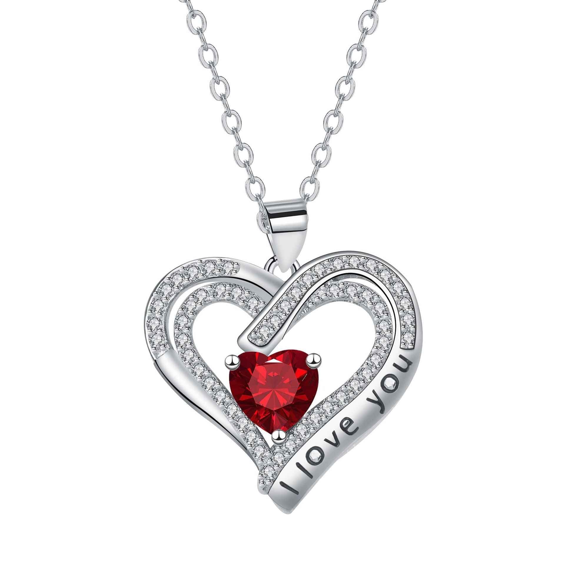 European And American Fashion Double Love Pendant Necklace Valentine&