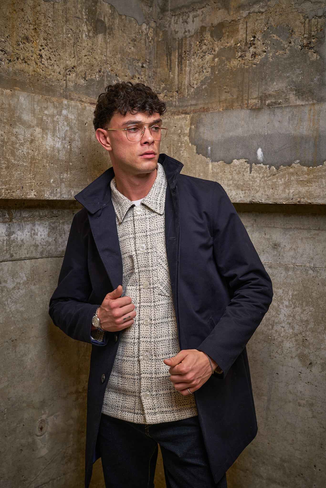 Bart Frame Overshirt - Ecru / Black