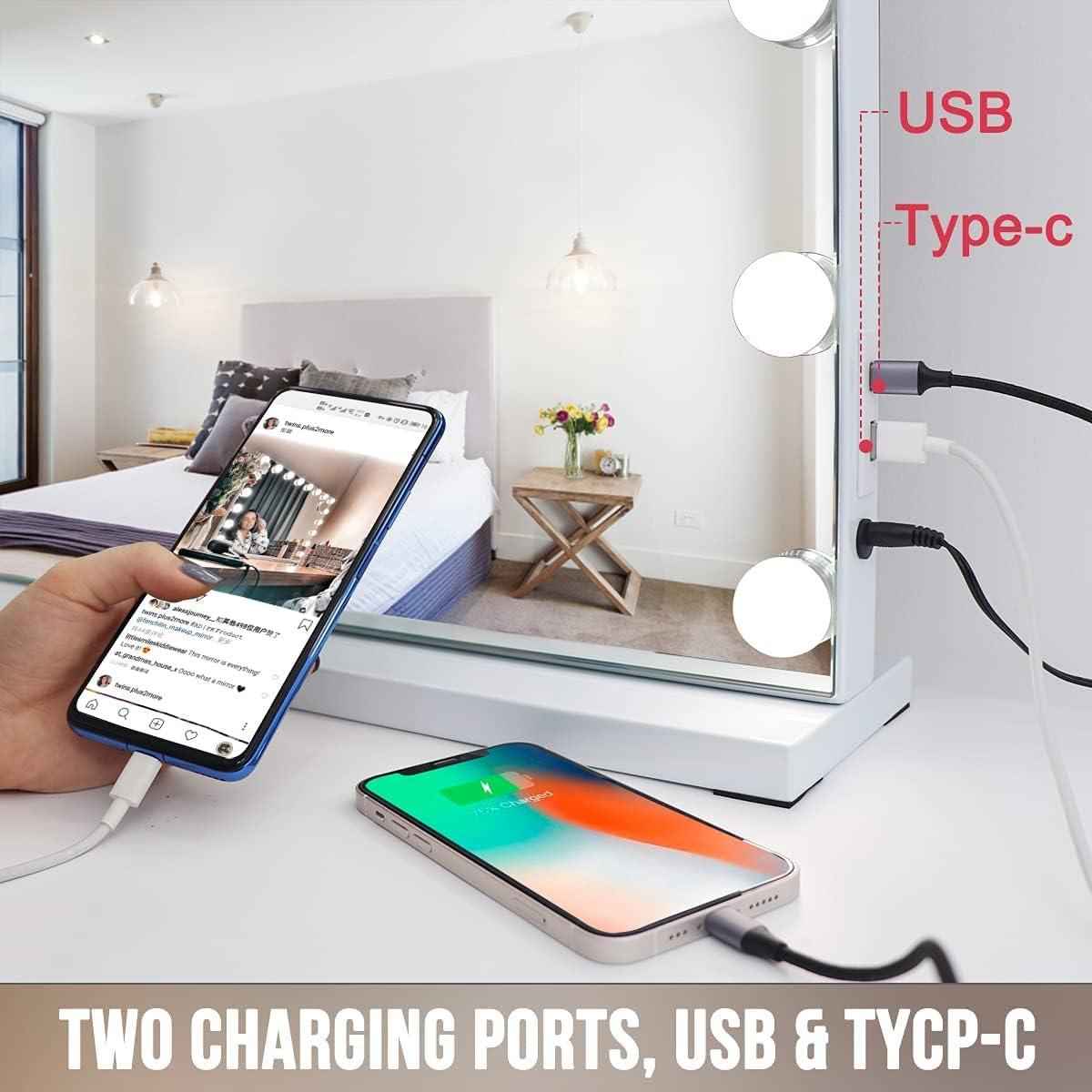 Hollywood Makeup Mirror 58x46cm Dimmable Cool/Warm/Daylight 15 Bulbs FENCHILIN