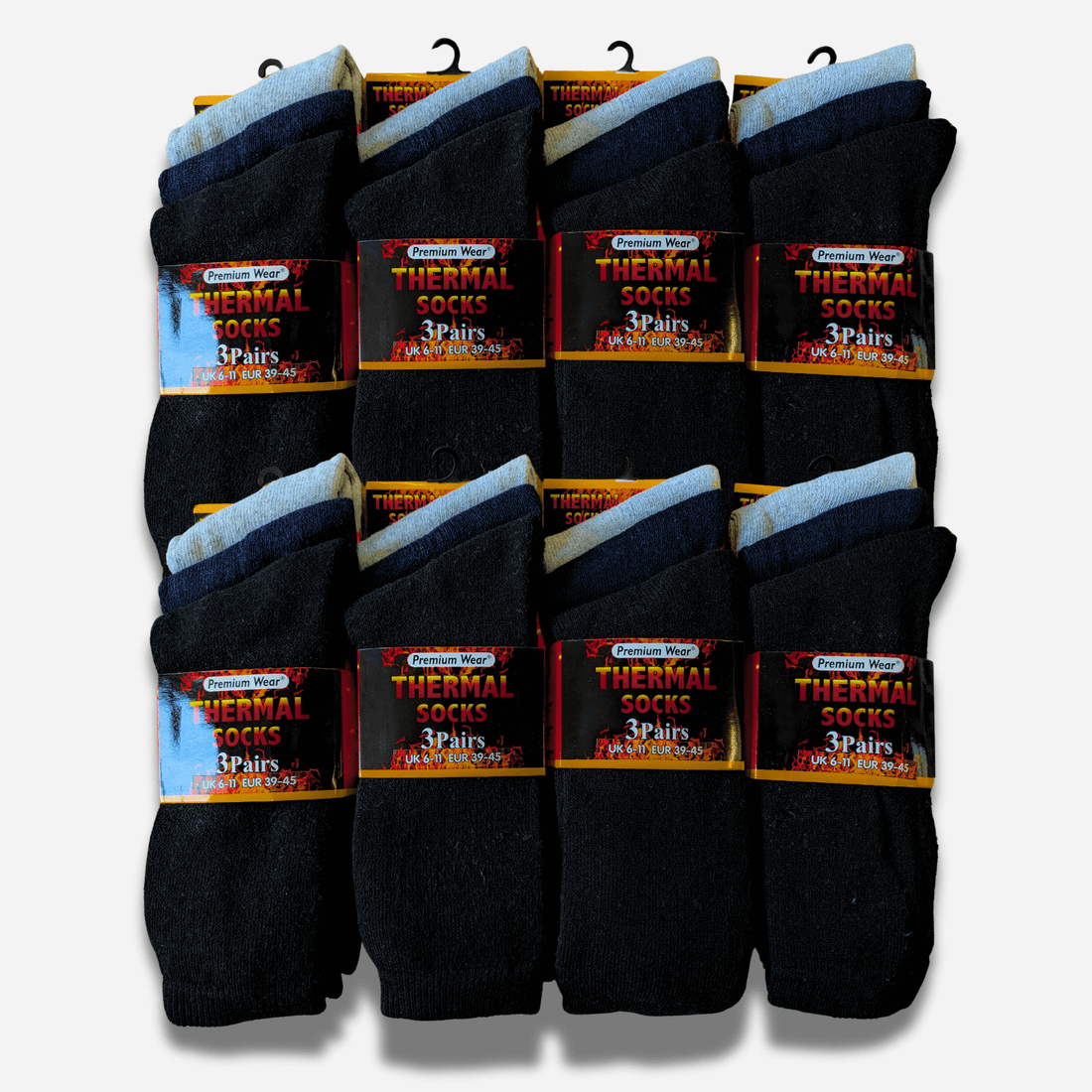 24 Pairs Mens Black Thermal Socks Warm Work Boot Socks Superior Insulation Cold Weather Double Brushed Advanced Knitting Technology Extra Warmth by Heatwave Thermalwear
