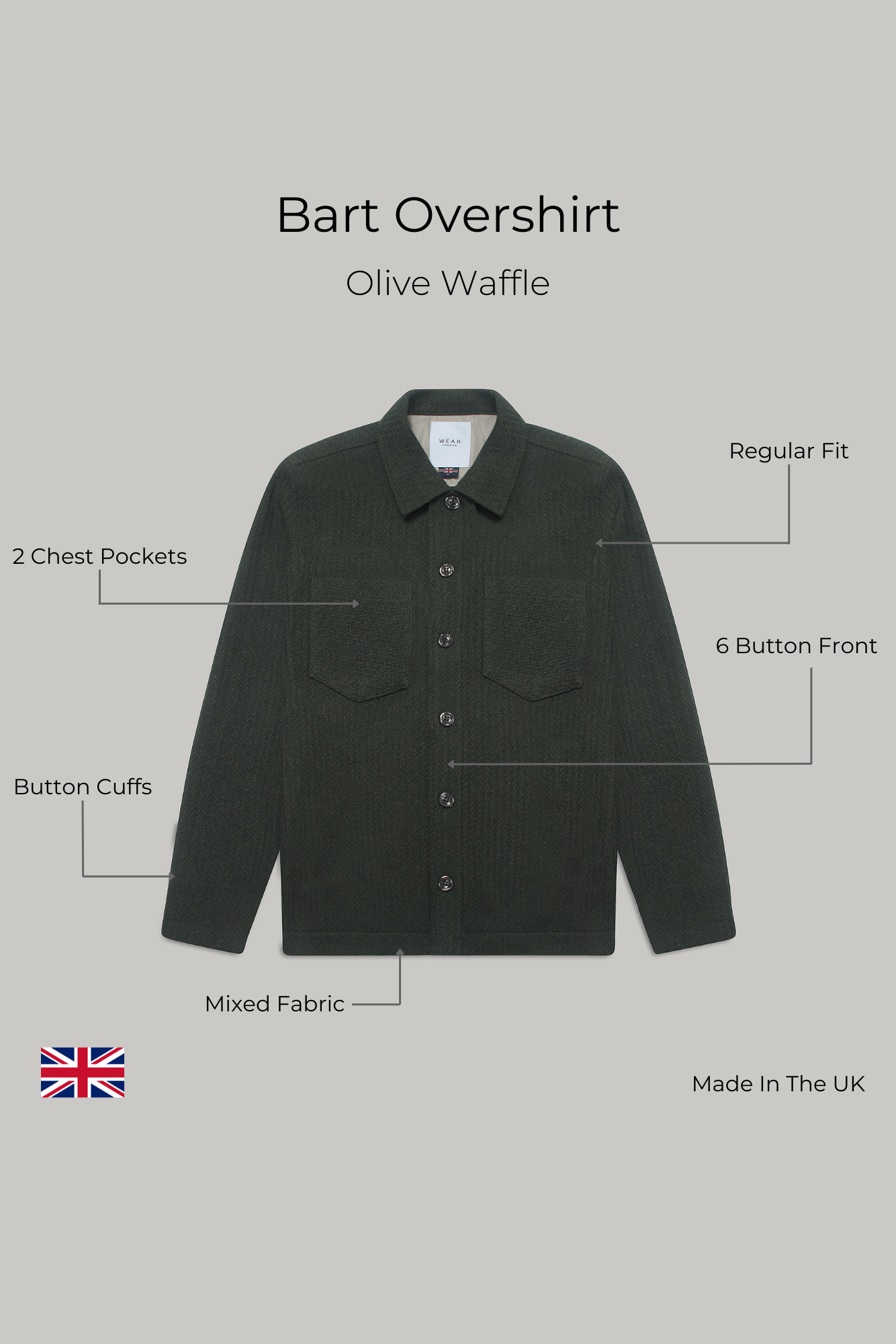 Bart Overshirt - Olive Waffle