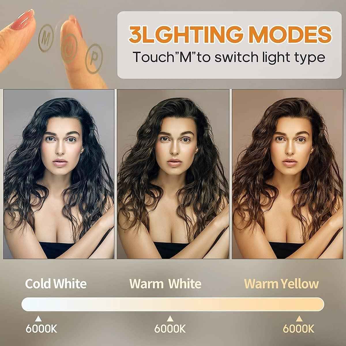 Makeup Mirror with 14 Dimmable LED Bulbs USB Charing Port 3 Color Mode