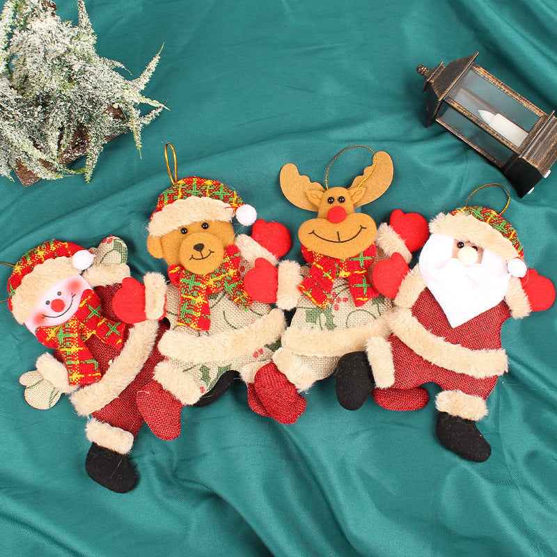 Festive Christmas Tree Ornaments - Santa, Snowman, Reindeer & Bear Figures With Red & White Scarves, Golden Balls & Red Bows - Perfect For Holiday Decor, Christmas Decorations
