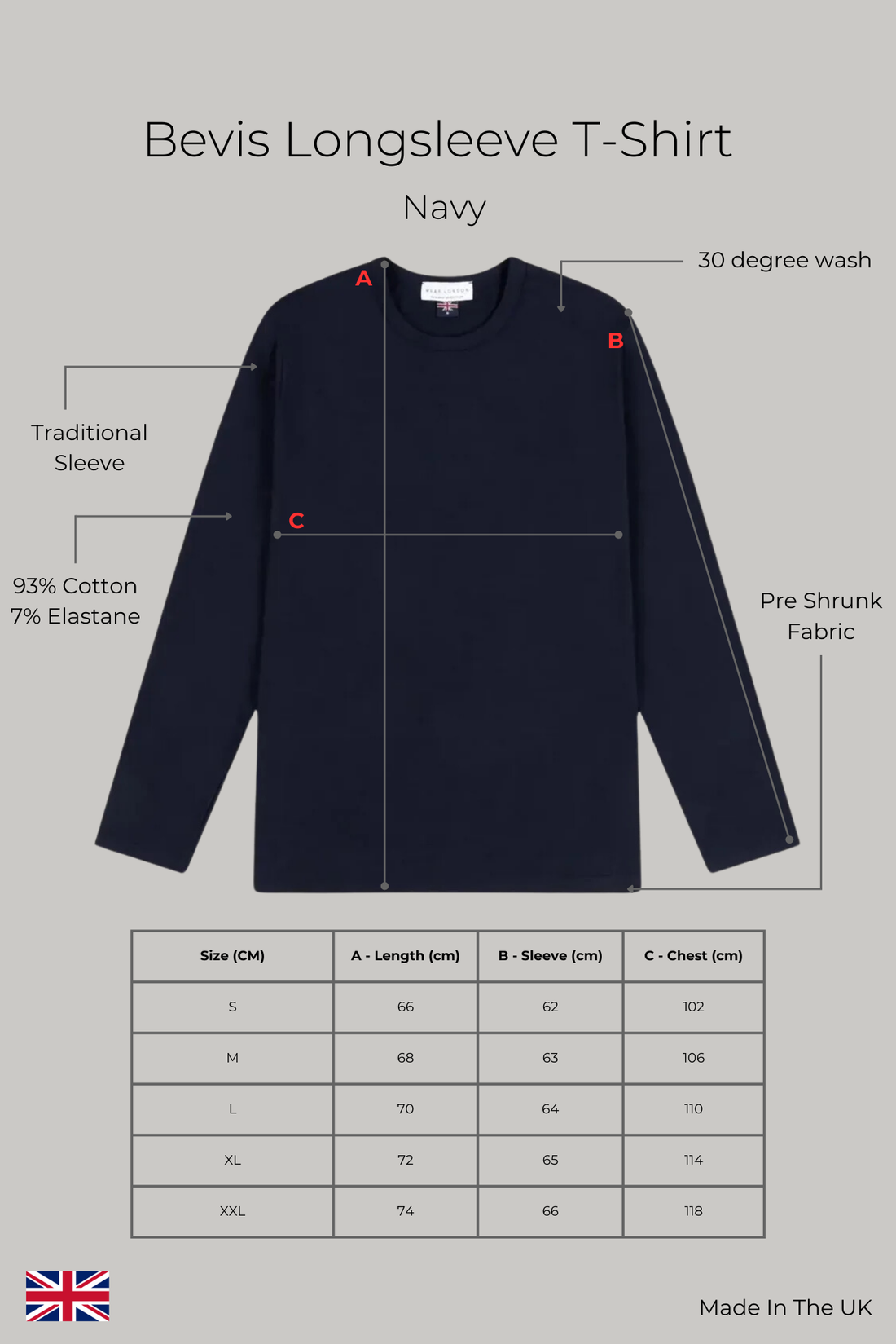 Bevis Long Sleeve Cotton t-shirt - Navy