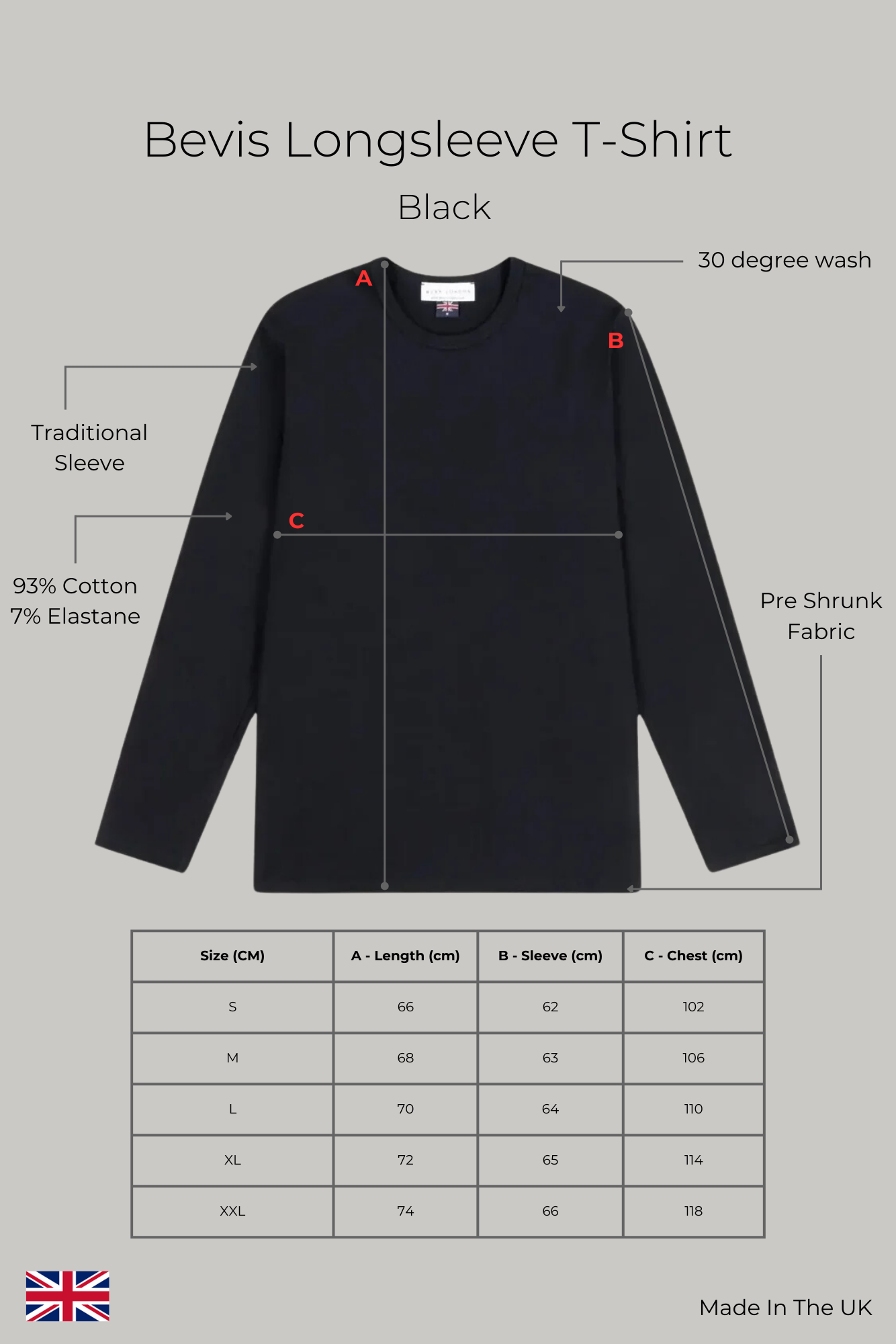 Bevis Long Sleeve Cotton t-shirt -Black