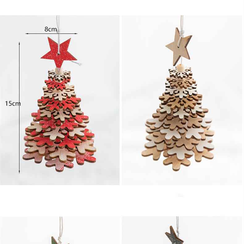 Wooden Christmas Tree Bell Pendant Room Living Room