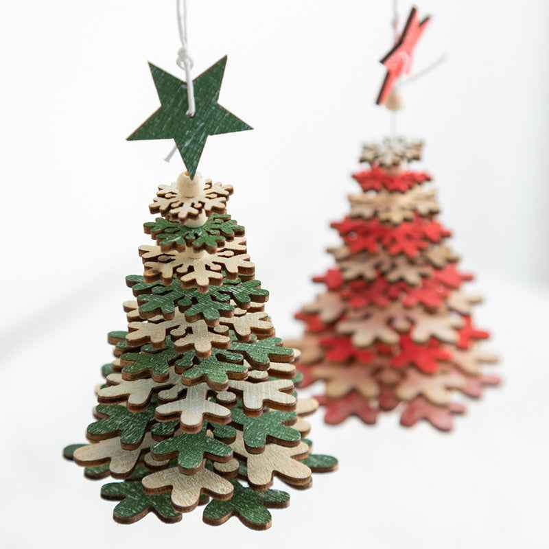 Wooden Christmas Tree Bell Pendant Room Living Room