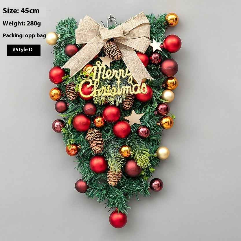 Christmas Decoration Upside Down Christmas Tree Horn Rattan Christmas Wreath