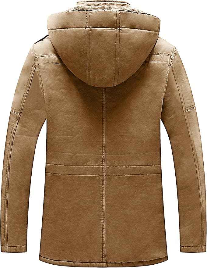 Mens Winter Parka Jacket Thick Fleece Lining Hooded Coat WenVen, Size XL