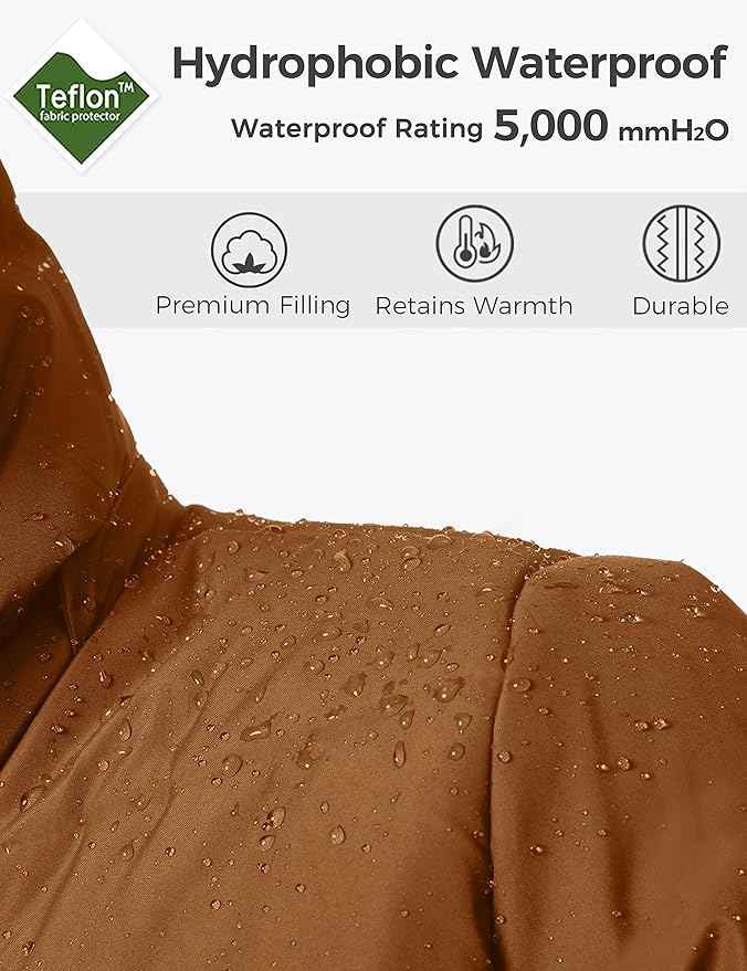 Mens Long Winter Puffer Jacket Windproof Cotton Padded Brown Size S