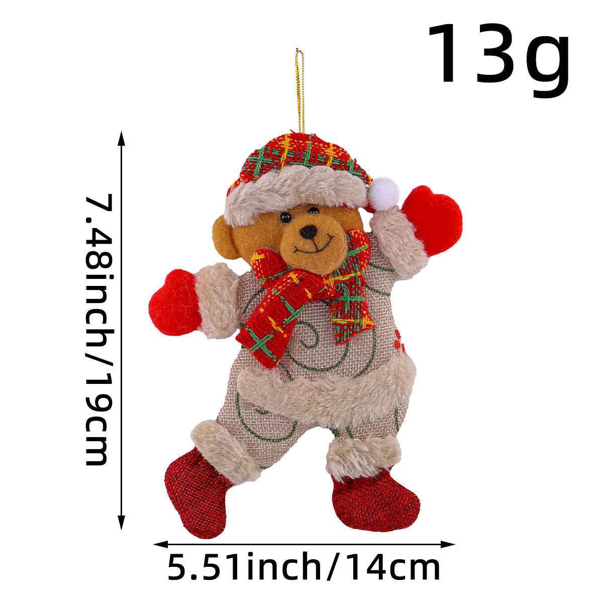 Festive Christmas Tree Ornaments - Santa, Snowman, Reindeer & Bear Figures With Red & White Scarves, Golden Balls & Red Bows - Perfect For Holiday Decor, Christmas Decorations