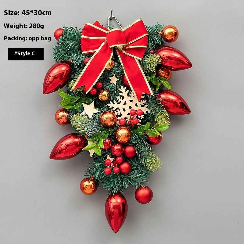 Christmas Decoration Upside Down Christmas Tree Horn Rattan Christmas Wreath