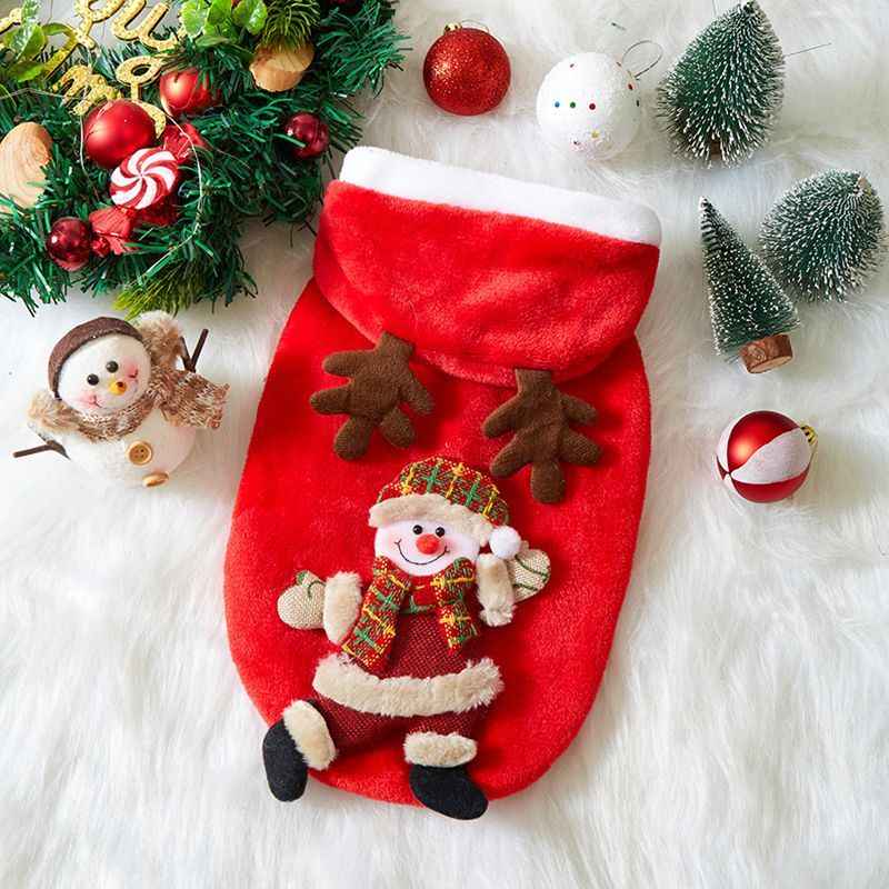 Christmas Dog Clothes Autumn And Winter Flannel Cats Dogs Hoodies Pet Clothes For Small Medium Dogs Christmas Dog Cat Costume