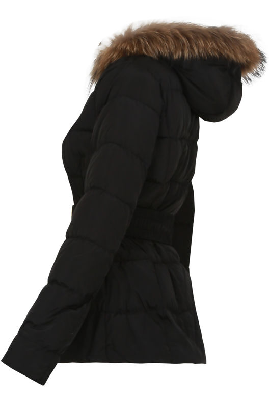 Black Padded Fur Hood Jacket