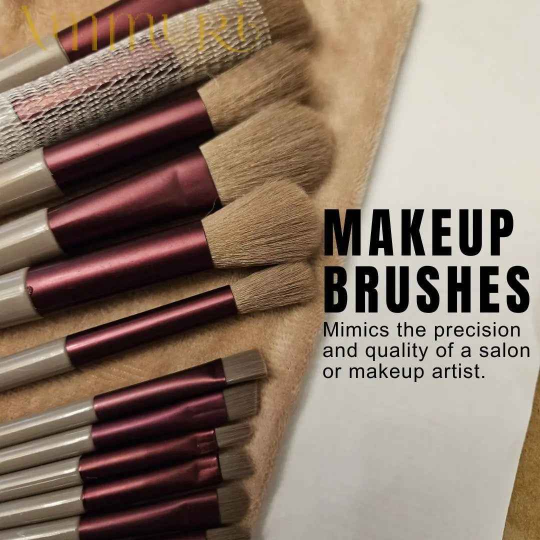 Ammuri 13-Piece Professional Vegan Makeup Brushes Set with Travel Pouch