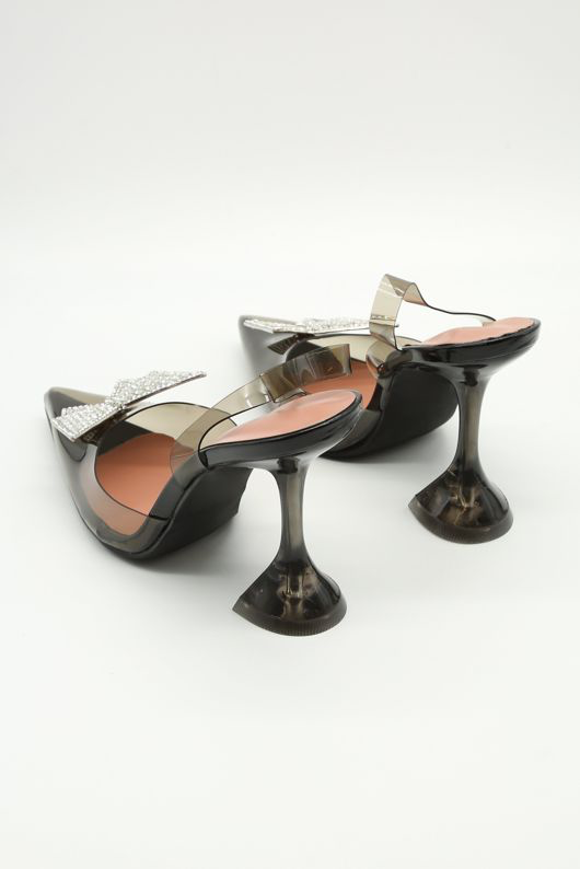 Black Crystal Embellished Court Heels