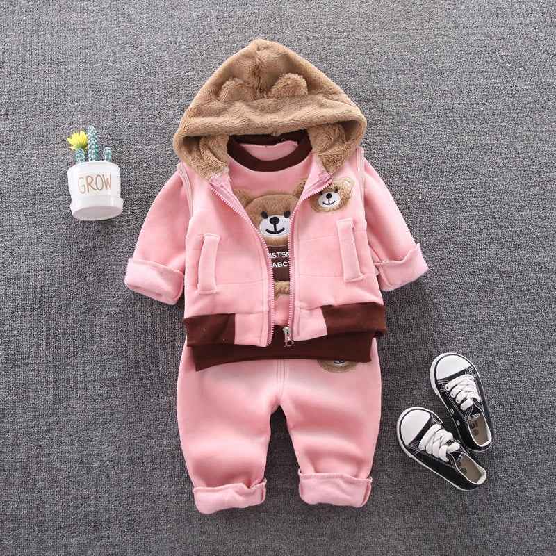 3pc/Set Animal Bear Baby Set For Newborn Winter Infant Clothing Sets Super Keep Warm Baby Girl Clothes Kids Sport Suit Outfits