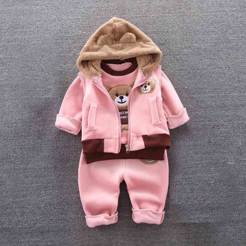 3pc/Set Animal Bear Baby Set For Newborn Winter Infant Clothing Sets Super Keep Warm Baby Girl Clothes Kids Sport Suit Outfits