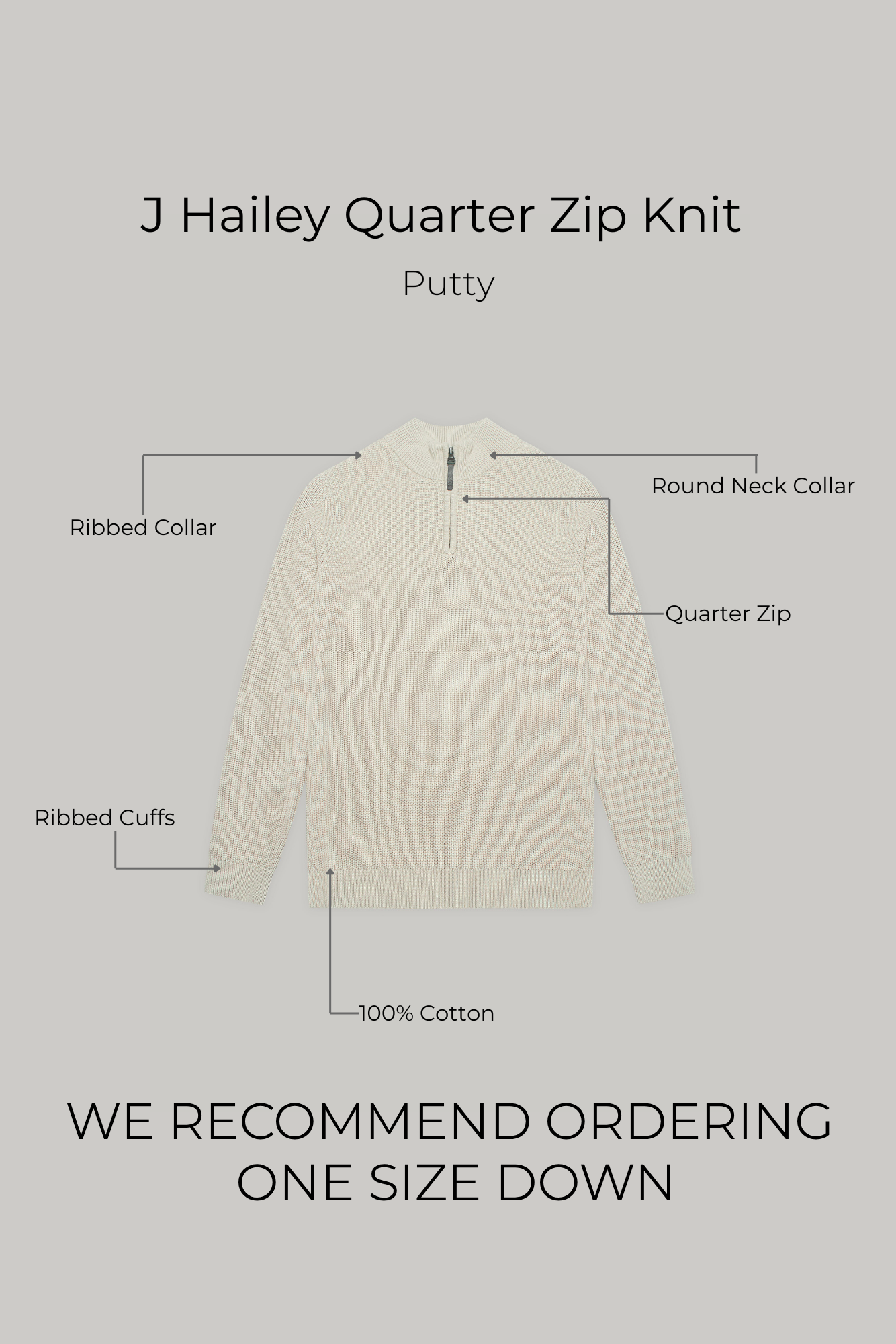 J Hailey Quarter Zip Knit - Putty