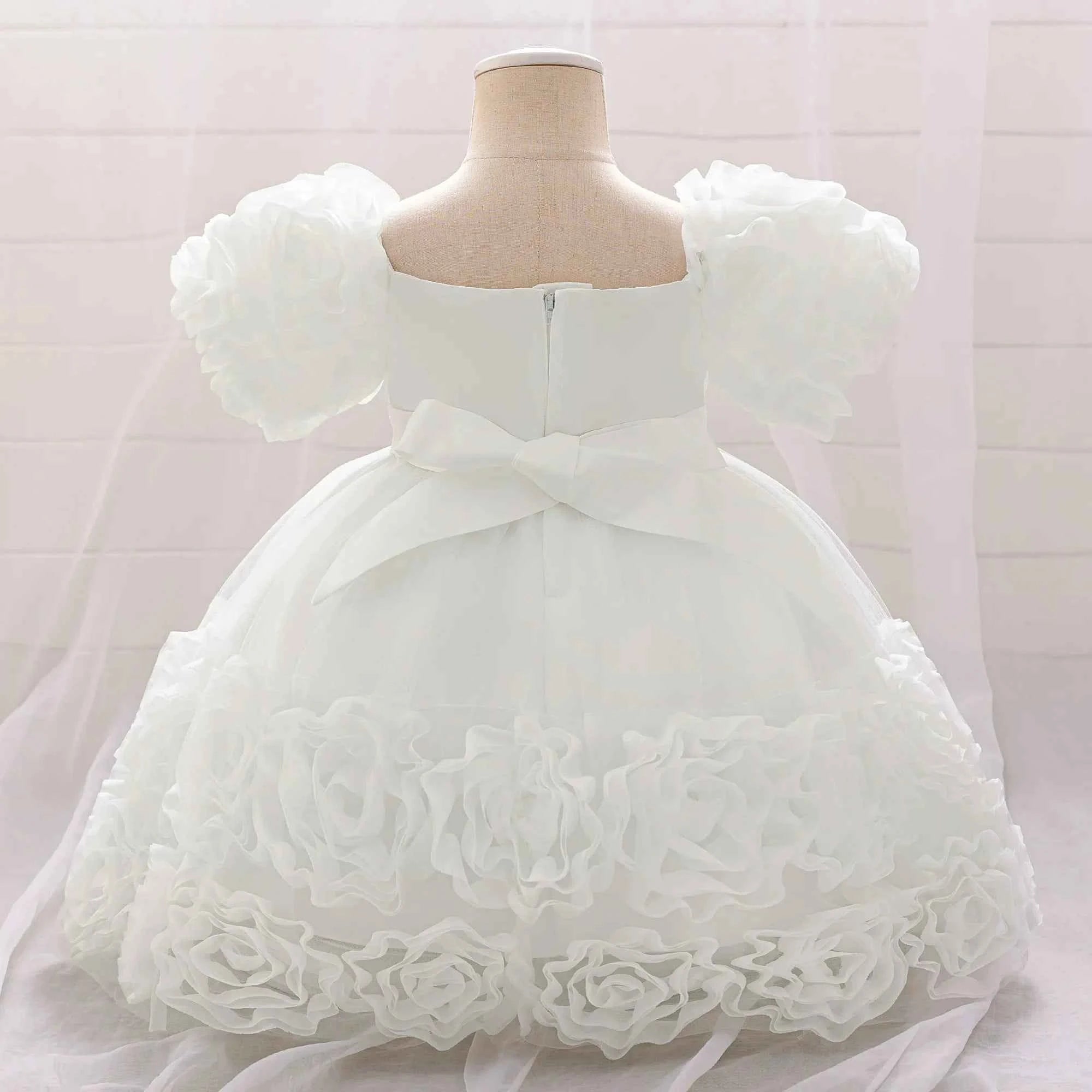 Girls 3D Flower Party Princess Dress for Baby Christmas Gown 1-10 Yrs Birthday Bow Tulle Bridemaid Dresses Wedding Kids Clothing