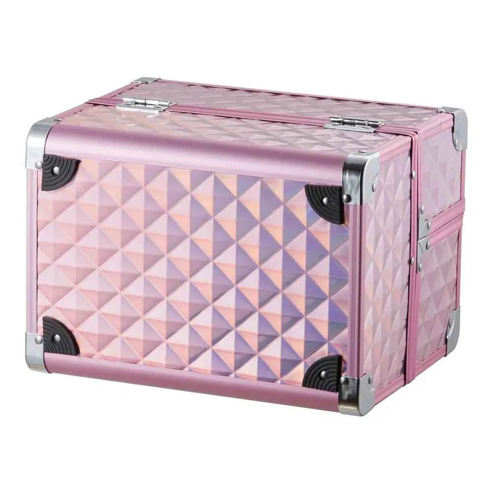 Modishion Professional Makeup Case Portable Makeup Case 2 Trays with Mirror Makeup Tool Storage Box Travel Makeup Case