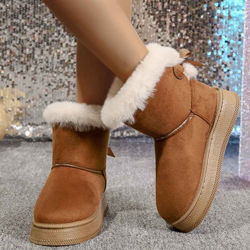New Fashionable Bow Round Toe Elegant Snow Boots