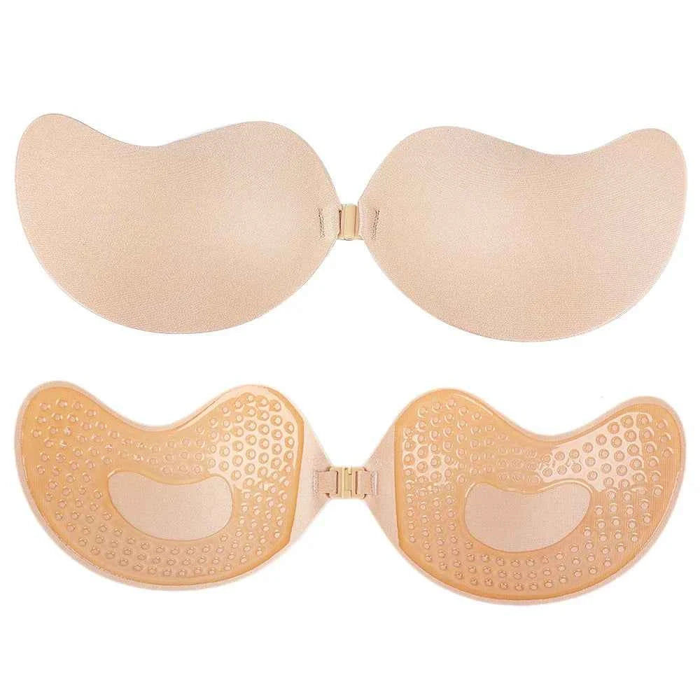 Invisible Push Up Bra for Women Backless Strapless Bra Seamless Front Closure Bralette Underwear Silicone Self-Adhesive Bra Pads