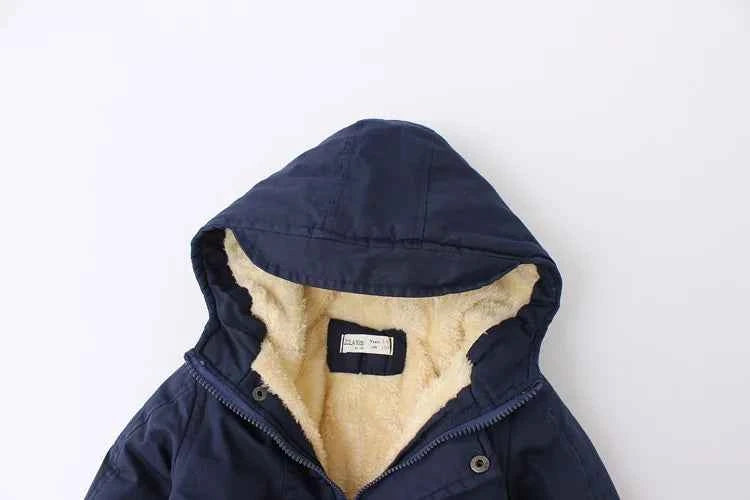 Winter Kids Clothes Plus Velvet Thicken Warm Jacket for Girls Casual Zipper Boys Outerwear Solid Versatile Children&