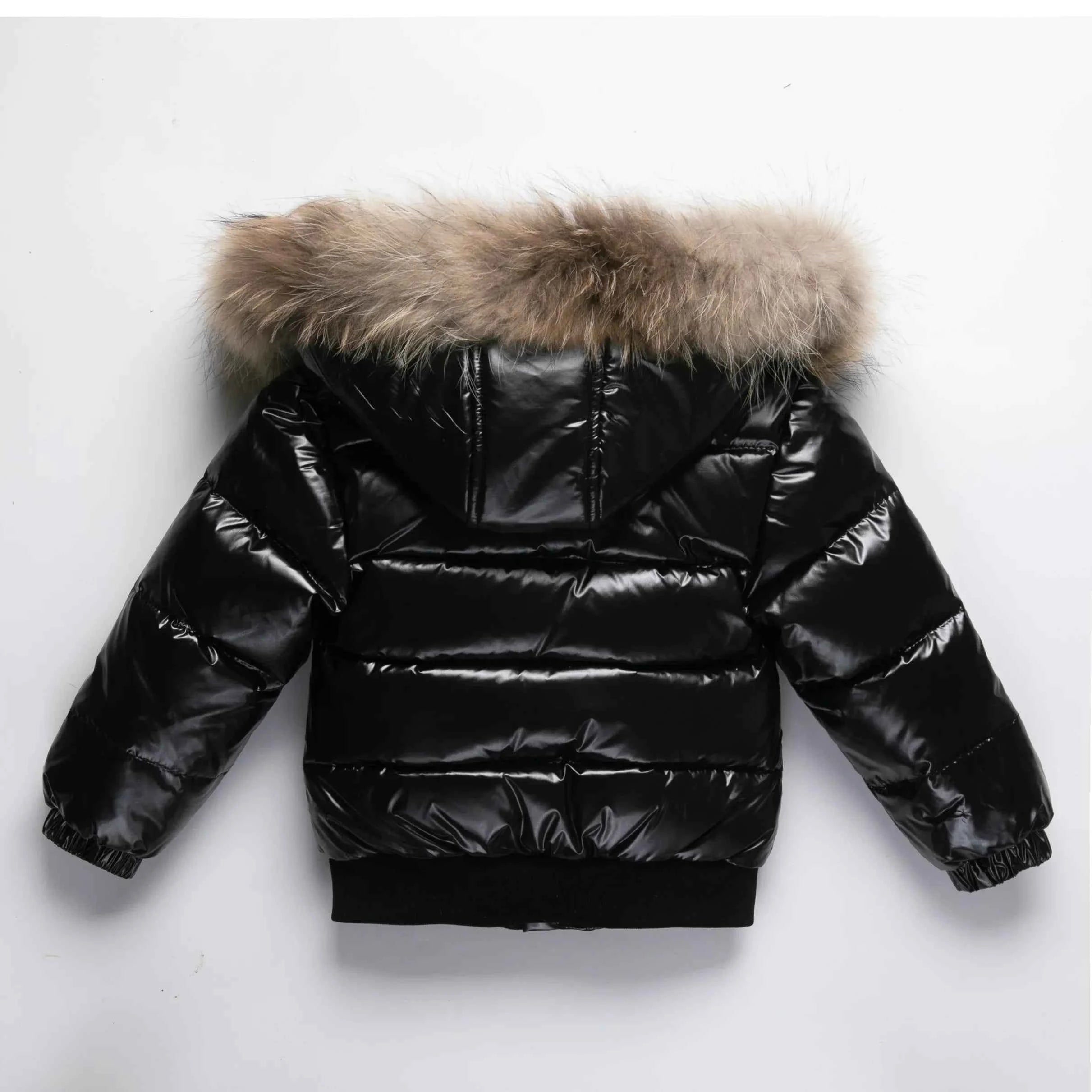 Kids Winter Down Jacket For Real Fur Waterproof Shiny Thick Warm Jackets