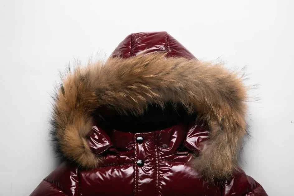 Kids Winter Down Jacket For Real Fur Waterproof Shiny Thick Warm Jackets