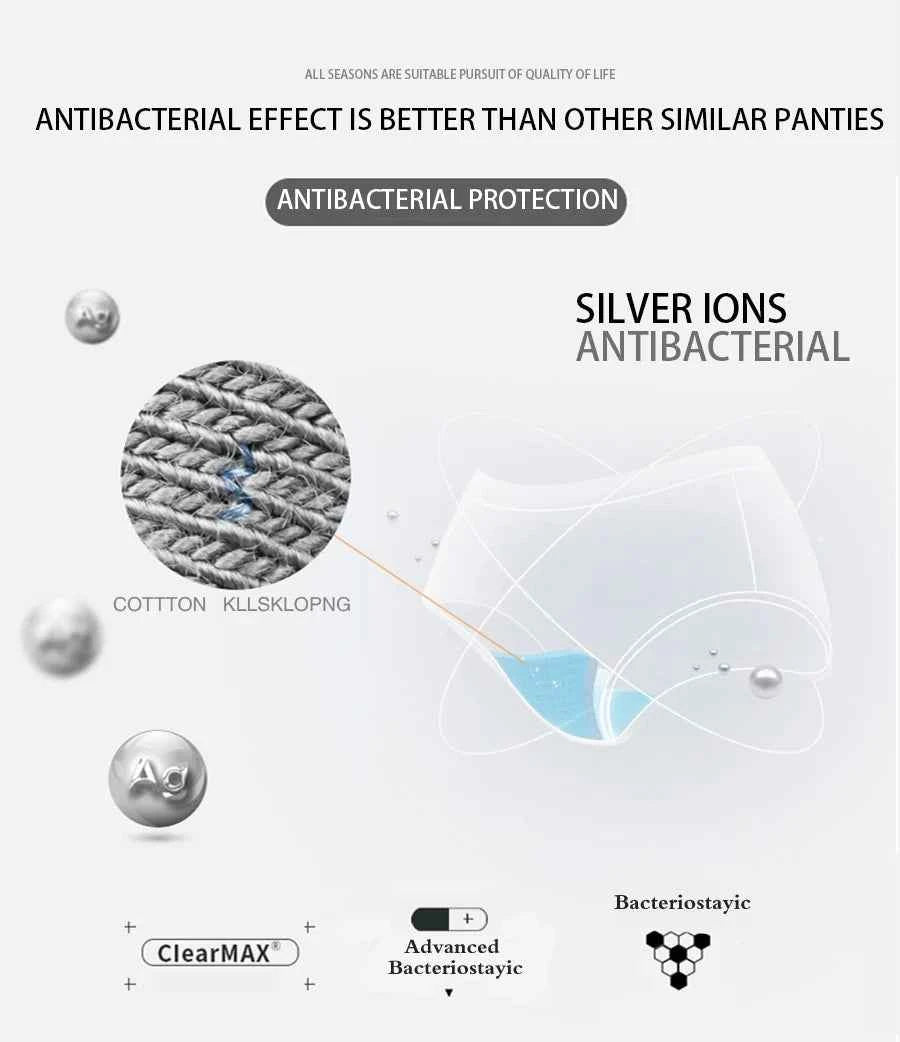 FINETOO 4Pcs Cotton Striped Underwear Women&