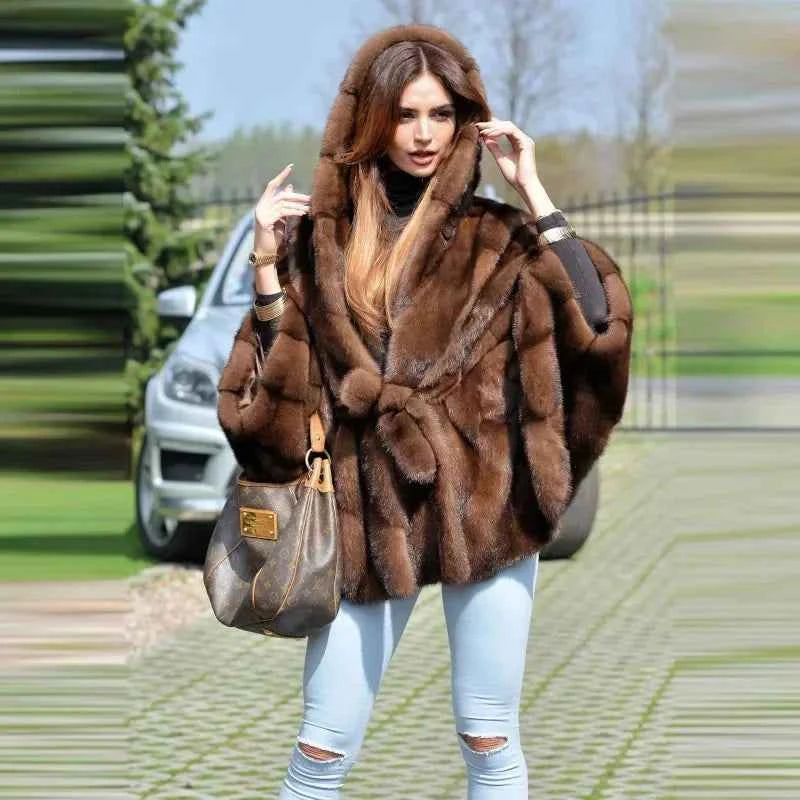 New Elegant Quality Faux Fur Hooded Women&