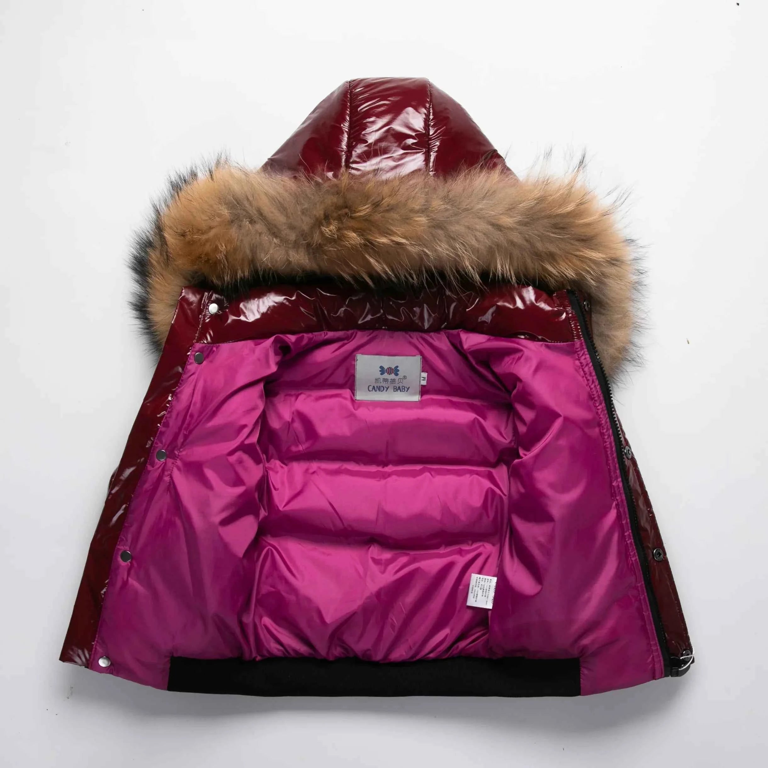 Kids Winter Down Jacket For Real Fur Waterproof Shiny Thick Warm Jackets