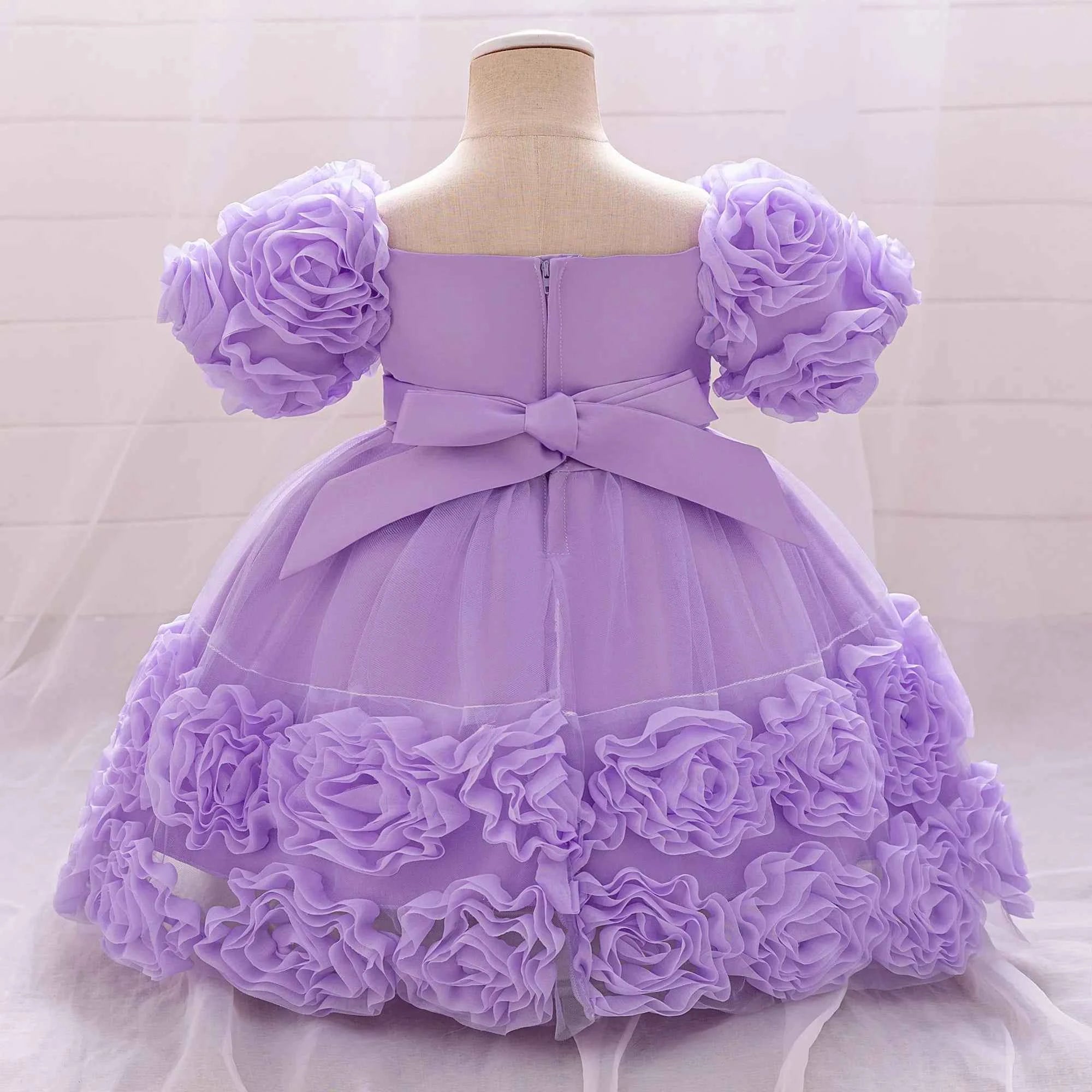 Girls 3D Flower Party Princess Dress for Baby Christmas Gown 1-10 Yrs Birthday Bow Tulle Bridemaid Dresses Wedding Kids Clothing