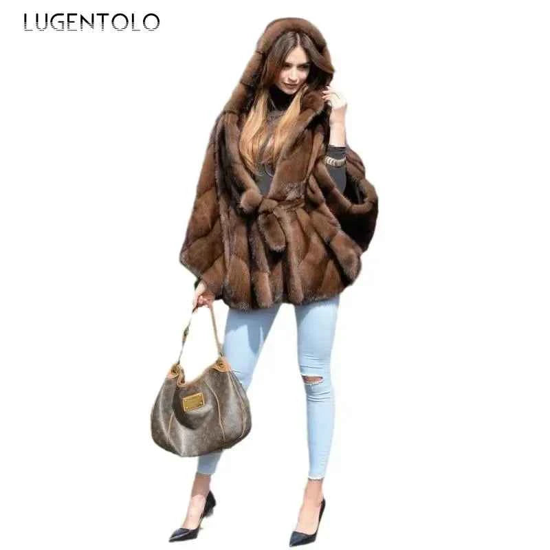 New Elegant Quality Faux Fur Hooded Women&