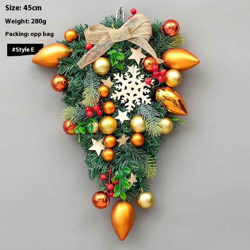 Christmas Decoration Upside Down Christmas Tree Horn Rattan Christmas Wreath