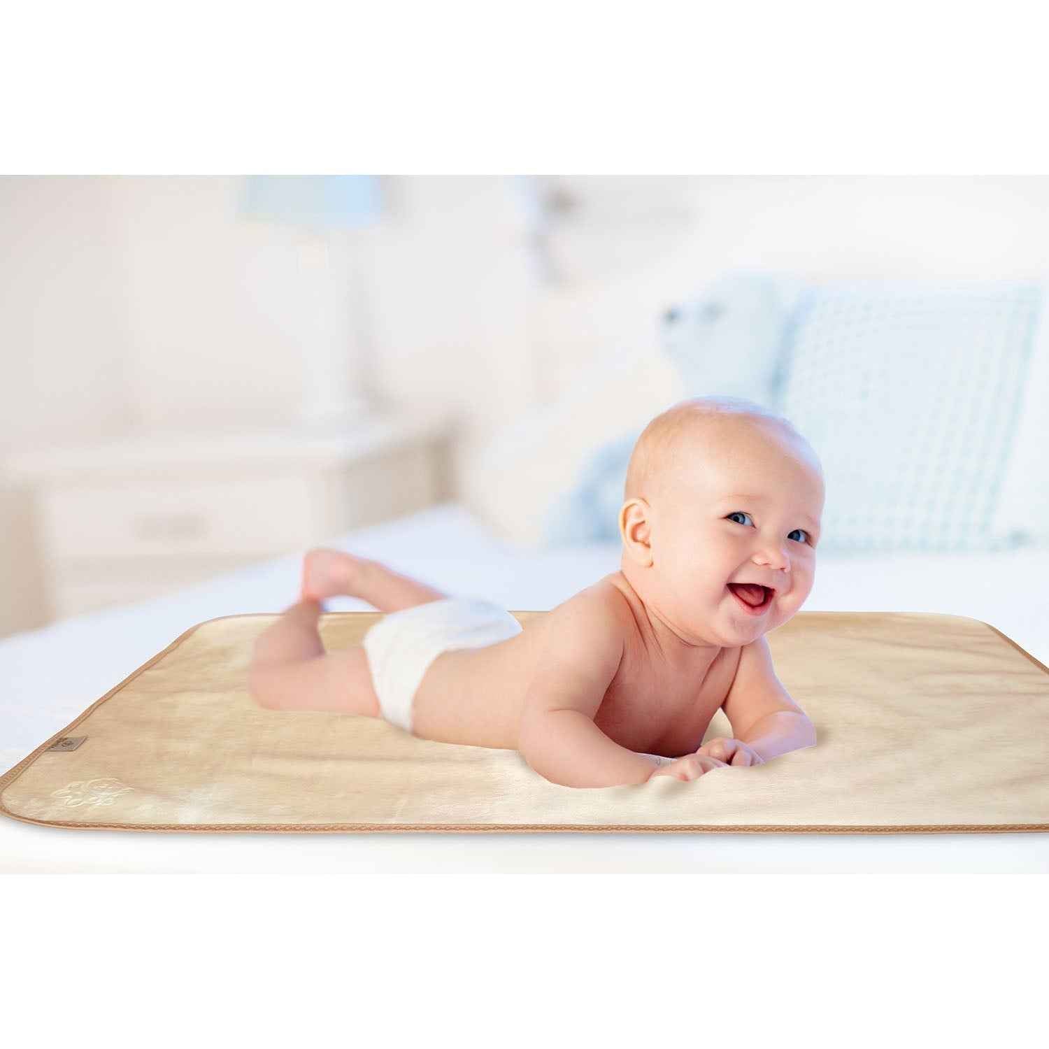 Plush Tummy Time Mat in Cream & Beige for Newborn Baby