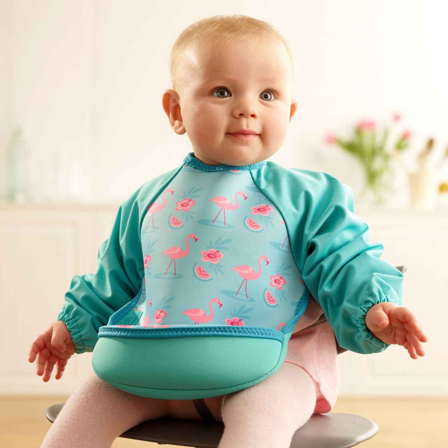 Weaning Bib with Sleeves - Flamingos UltraBib