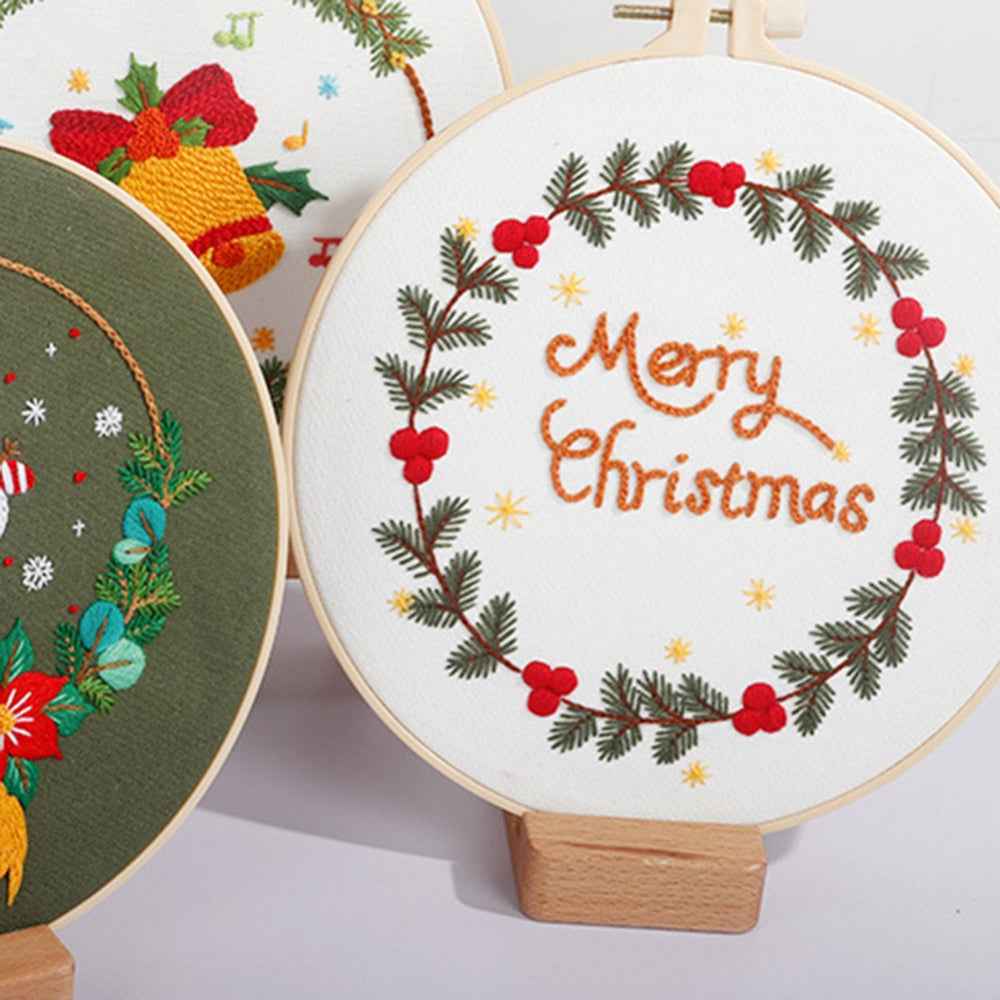 Christmas Day Gift Snowman Wreath Embroidery Material Package