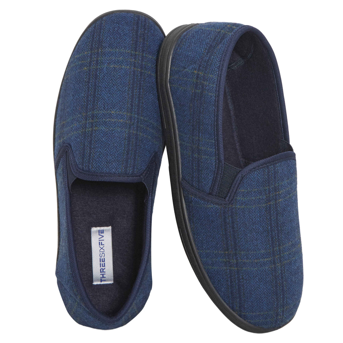 Men’s Checked Slippers Memory Foam Cushioned Soft Lining Warm Thermal Slip On House Shoes Pair for Indoor Use by Sock Stack