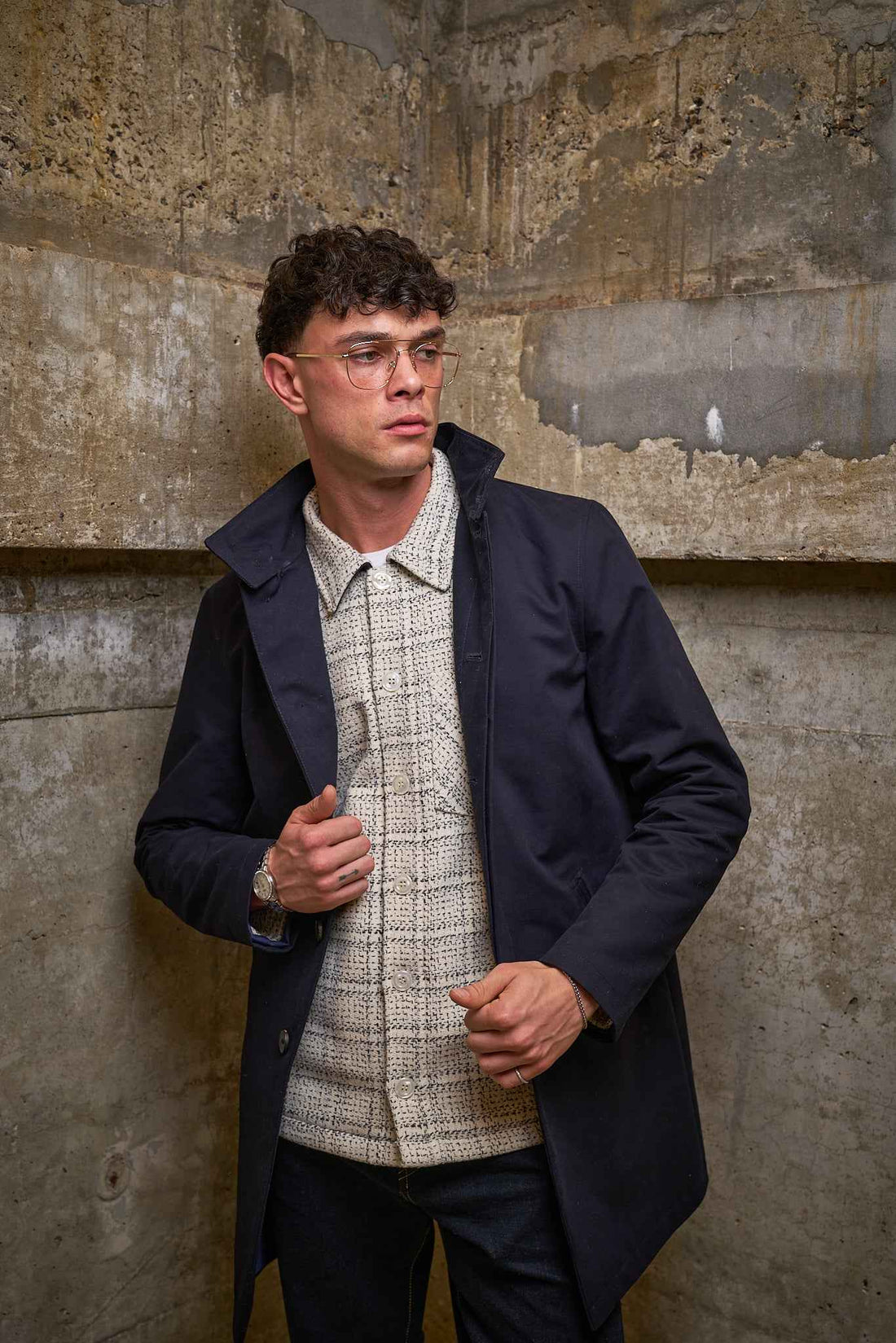 Bart Frame Overshirt - Ecru / Black