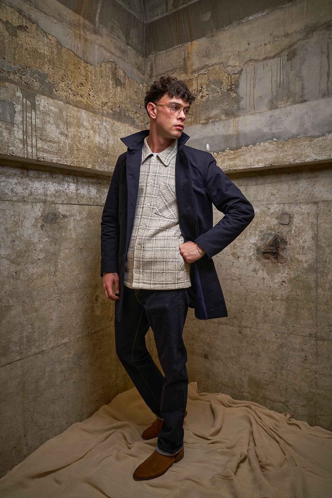 Bart Frame Overshirt - Ecru / Black