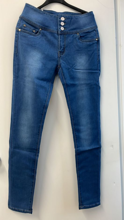 Tight Fitted BBL Jeans 
,Blue Denim Washed High Waisted Skinny Jeans.