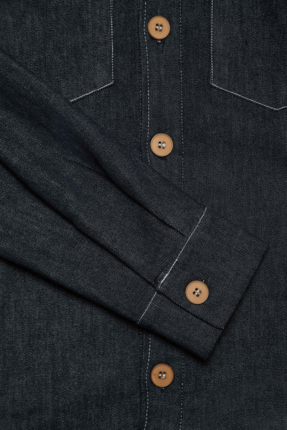 Turner Long Sleeve Shacket - Denim Stay Blue