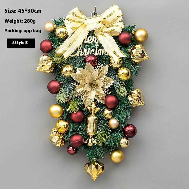 Christmas Decoration Upside Down Christmas Tree Horn Rattan Christmas Wreath
