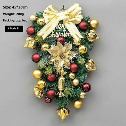 Christmas Decoration Upside Down Christmas Tree Horn Rattan Christmas Wreath