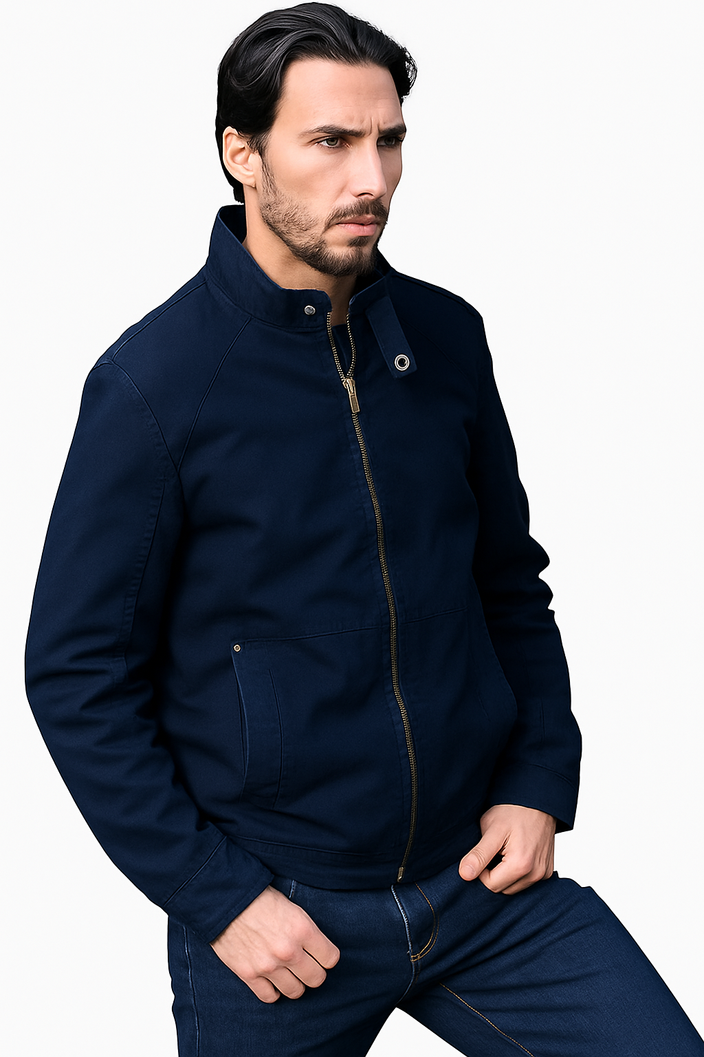 Mens Military Field Jacket Lightweight Cotton Outdoor Navy Blue Size S