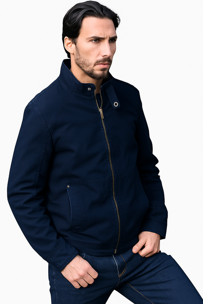 Mens Military Field Jacket Lightweight Cotton Outdoor Navy Blue Size S