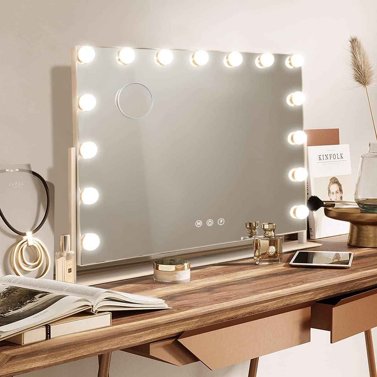 Makeup Mirror Hollywood Vanity Lights 360 Degree Rotation 23‘’x18&