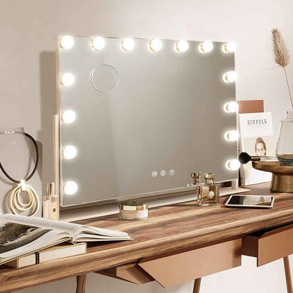 Makeup Mirror Hollywood Vanity Lights 360 Degree Rotation 23‘’x18&